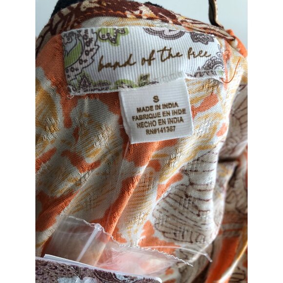 Land Of‎ The Free Floral Print Orange & Beige Maxi Dress With Cutout Size Small - Picture 2 of 9